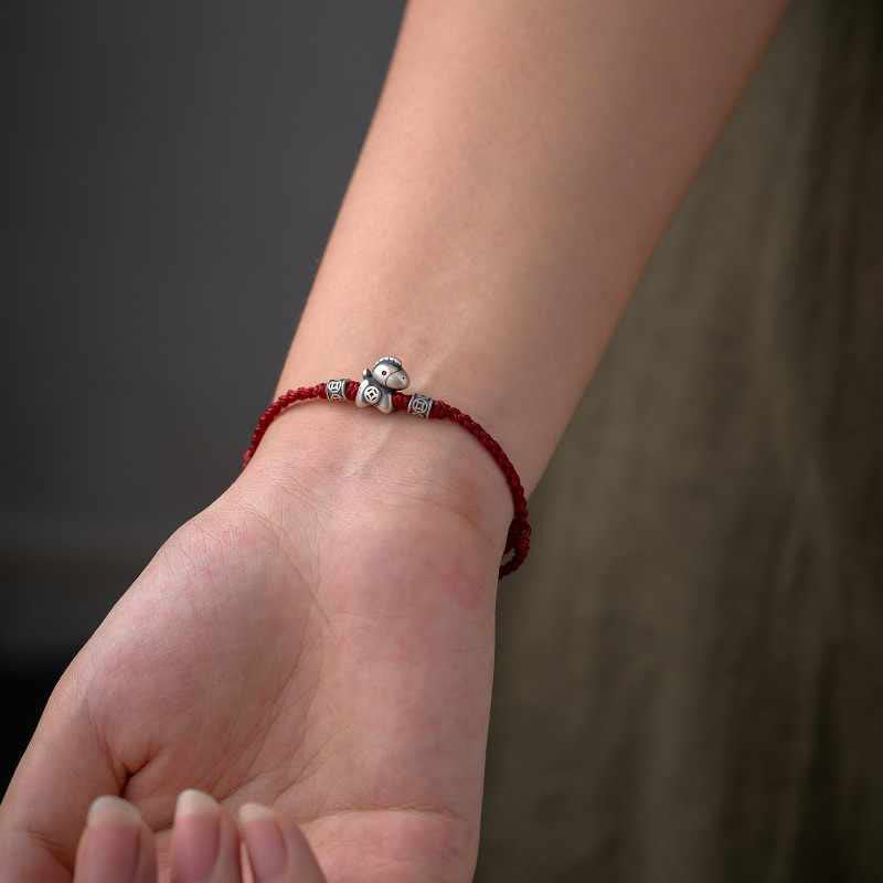 Wear FengShui Year of the Horse 999 Sterling Silver String Braided Protection Bracelet