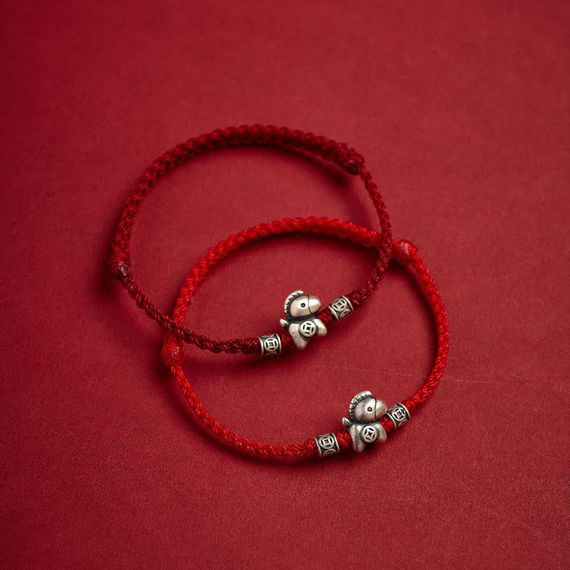 Wear FengShui Year of the Horse 999 Sterling Silver String Braided Protection Bracelet