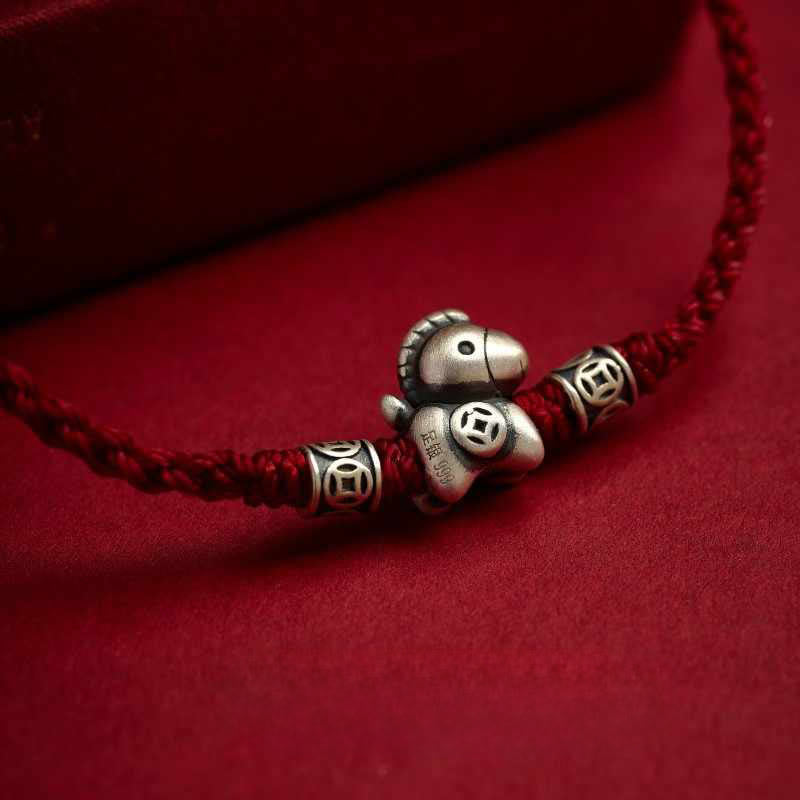 Wear FengShui Year of the Horse 999 Sterling Silver String Braided Protection Bracelet