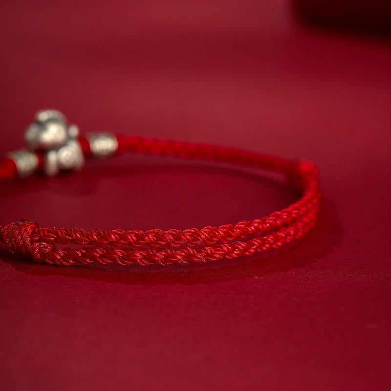 Wear FengShui Year of the Horse 999 Sterling Silver String Braided Protection Bracelet