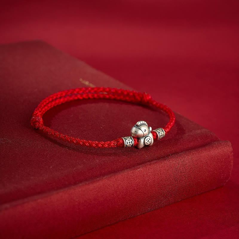 Wear FengShui Year of the Horse 999 Sterling Silver String Braided Protection Bracelet