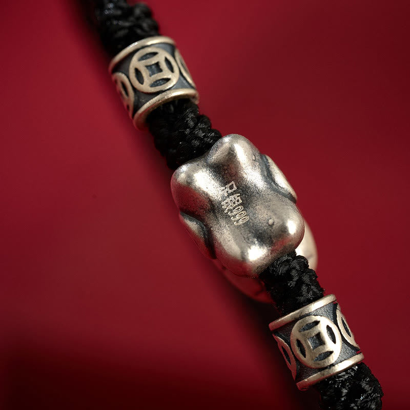 Wear FengShui Year of the Horse 999 Sterling Silver String Braided Protection Bracelet