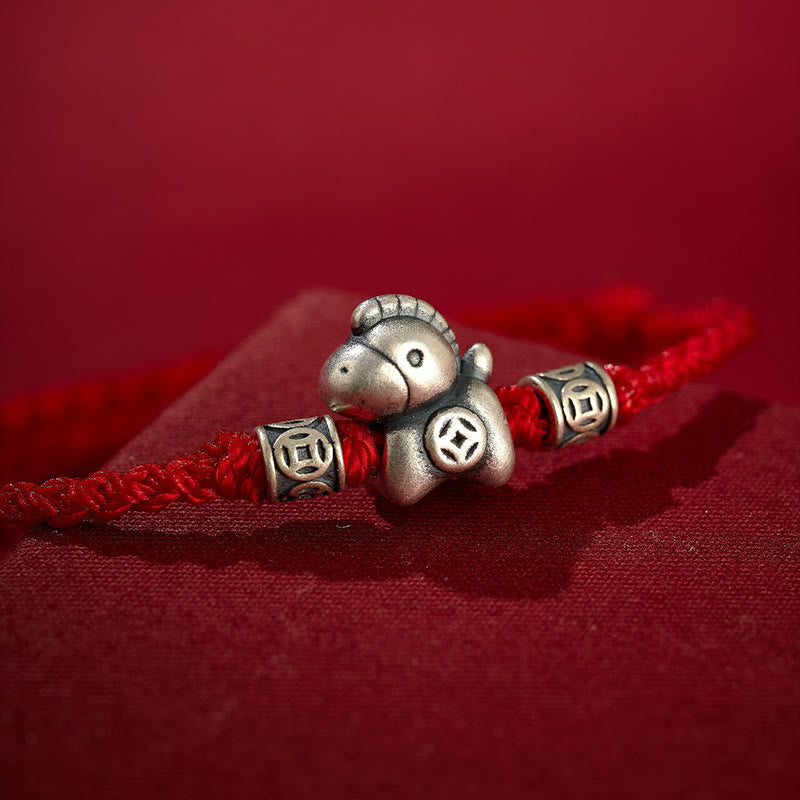 Wear FengShui Year of the Horse 999 Sterling Silver String Braided Protection Bracelet