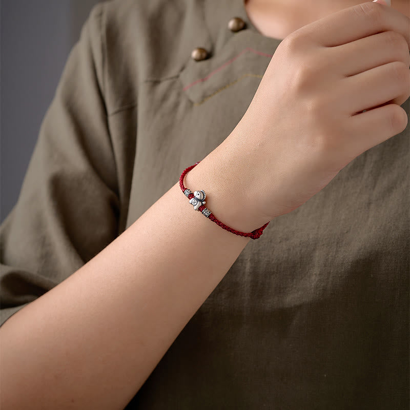 Wear FengShui Year of the Horse 999 Sterling Silver String Braided Protection Bracelet