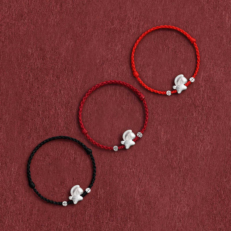 Wear FengShui Year of the Horse 999 Sterling Silver Copper Coins Luck Rope Braided Bracelet Anklet