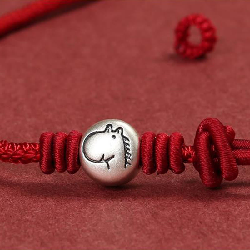Wear FengShui Year of the Horse 999 Sterling Silver Red String Braided Connection Bracelet