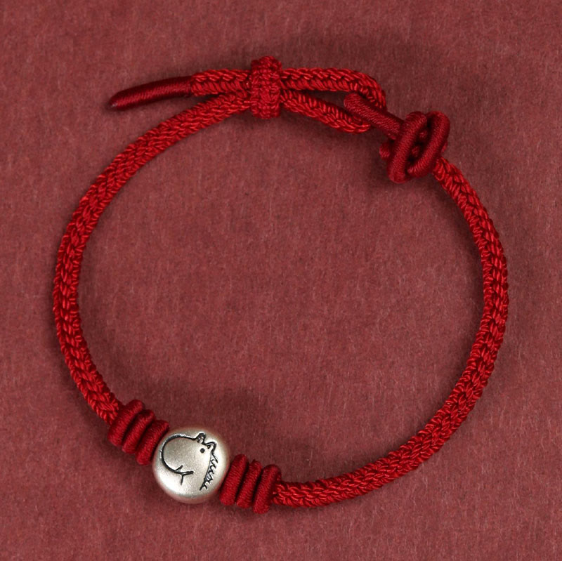 Wear FengShui Year of the Horse 999 Sterling Silver Red String Braided Connection Bracelet