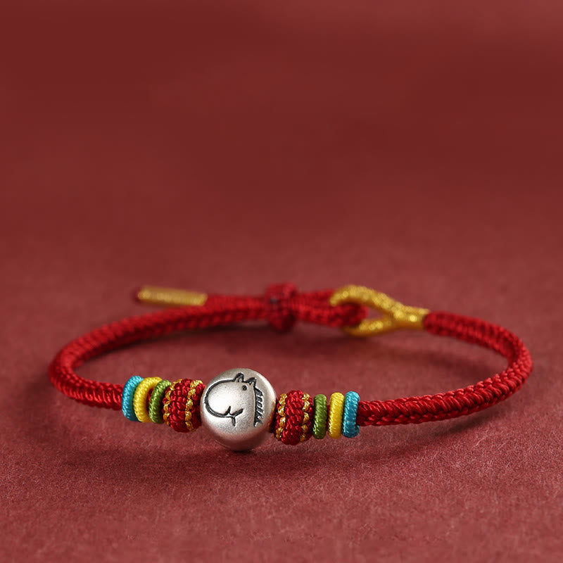 Wear FengShui Year of the Horse 999 Sterling Silver Red String Braided Faith Bracelet