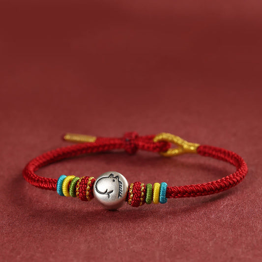 Wear FengShui Year of the Horse 999 Sterling Silver Red String Braided Faith Bracelet
