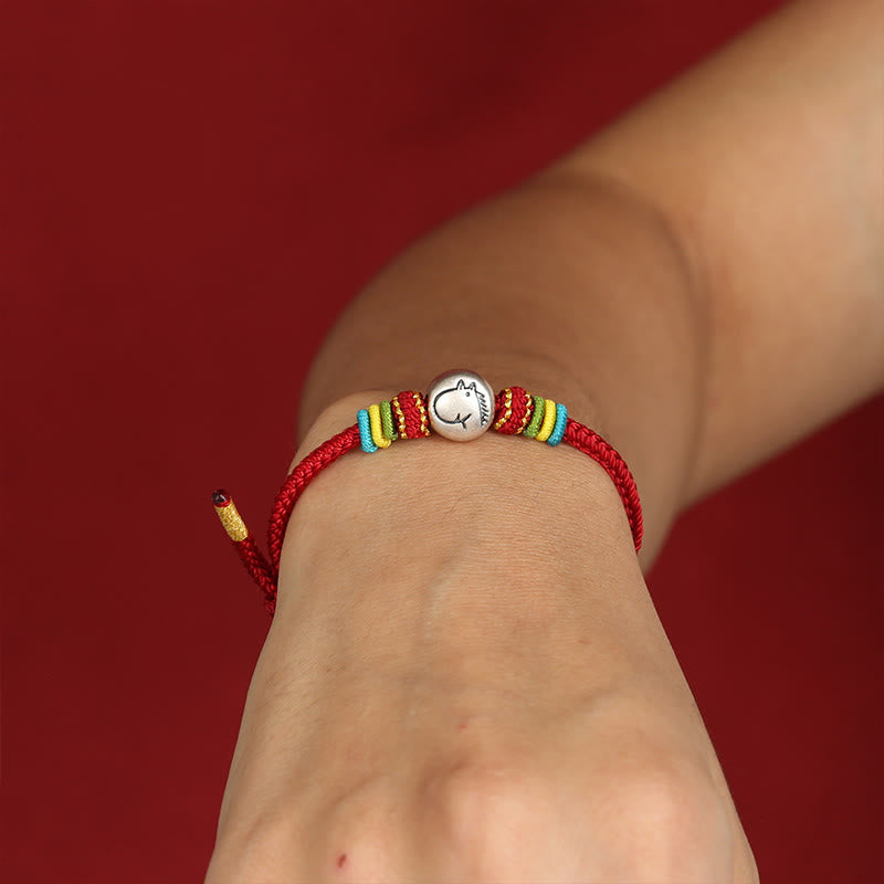 Wear FengShui Year of the Horse 999 Sterling Silver Red String Braided Faith Bracelet