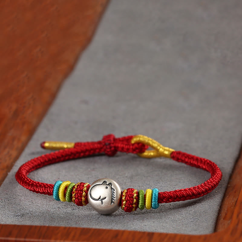 Wear FengShui Year of the Horse 999 Sterling Silver Red String Braided Faith Bracelet