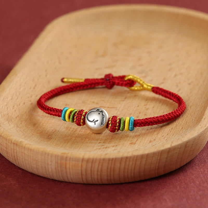 Wear FengShui Year of the Horse 999 Sterling Silver Red String Braided Faith Bracelet