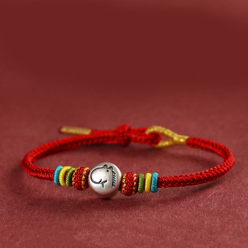 Wear FengShui Year of the Horse 999 Sterling Silver Red String Braided Faith Bracelet