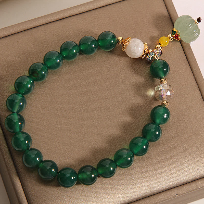 Wear FengShui Green Crystal Pumpkin Bead Relax Calm Bracelet