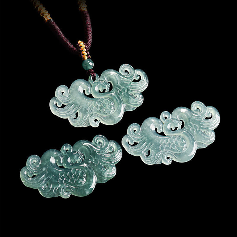 Wear FengShui Chinese Phoenix Jade Luck Necklace String Pendant