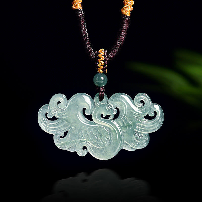 Wear FengShui Chinese Phoenix Jade Luck Necklace String Pendant