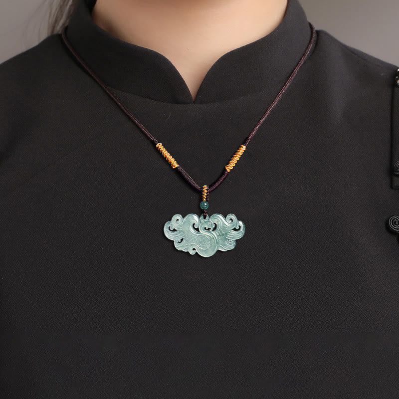 Wear FengShui Chinese Phoenix Jade Luck Necklace String Pendant