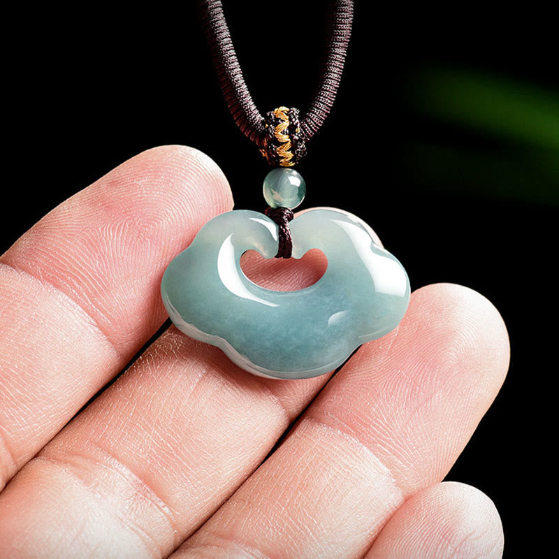 Wear FengShui Auspicious Ruyi Jade Luck Necklace String Pendant
