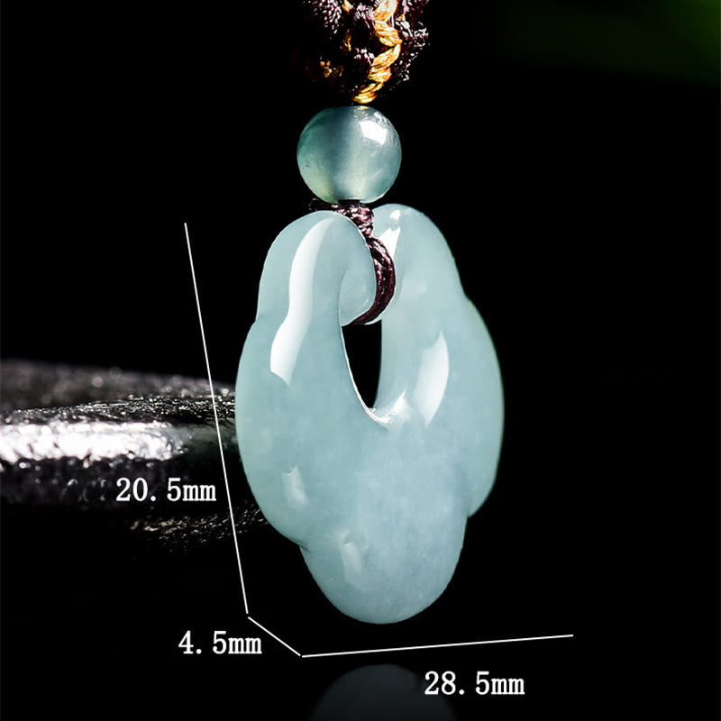 Wear FengShui Auspicious Ruyi Jade Luck Necklace String Pendant