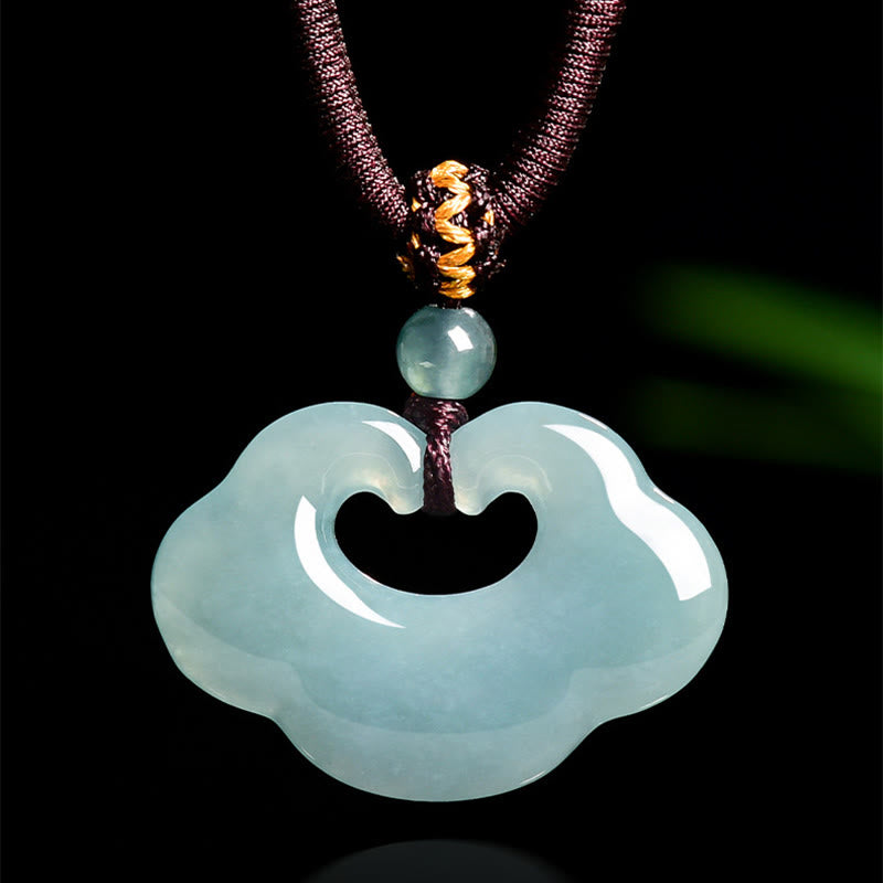 Wear FengShui Auspicious Ruyi Jade Luck Necklace String Pendant