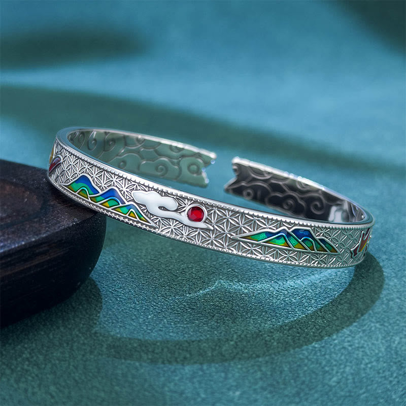 Wear FengShui Sun Butterfly Pattern Copper Enamel Love Open Adjustable Bracelet Bangle