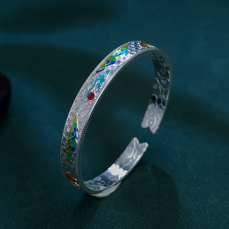 Wear FengShui Sun Butterfly Pattern Copper Enamel Love Open Adjustable Bracelet Bangle