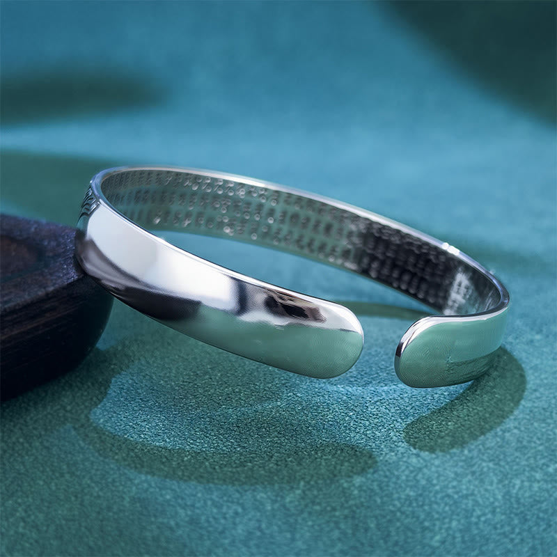 Wear FengShui Heart Sutra Koi Fish Lotus Copper Wealth Open Adjustable Bracelet Bangle