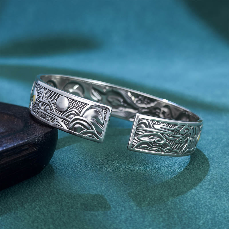 Wear FengShui Copper Nine Tailed Fox Protection Open Adjustable Bracelet Bangle