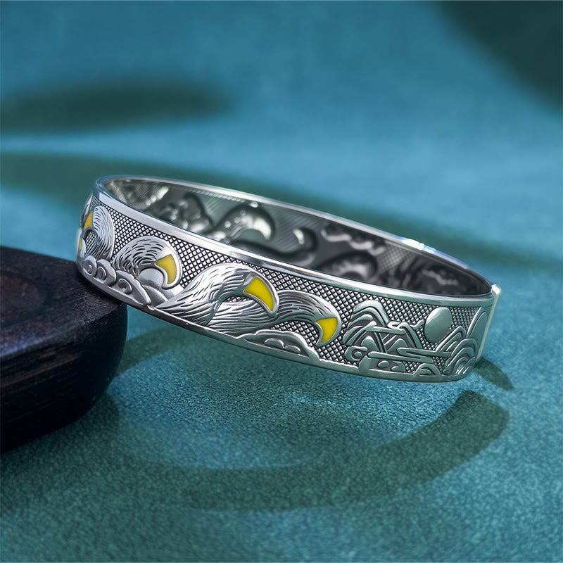 Wear FengShui Copper Nine Tailed Fox Protection Open Adjustable Bracelet Bangle