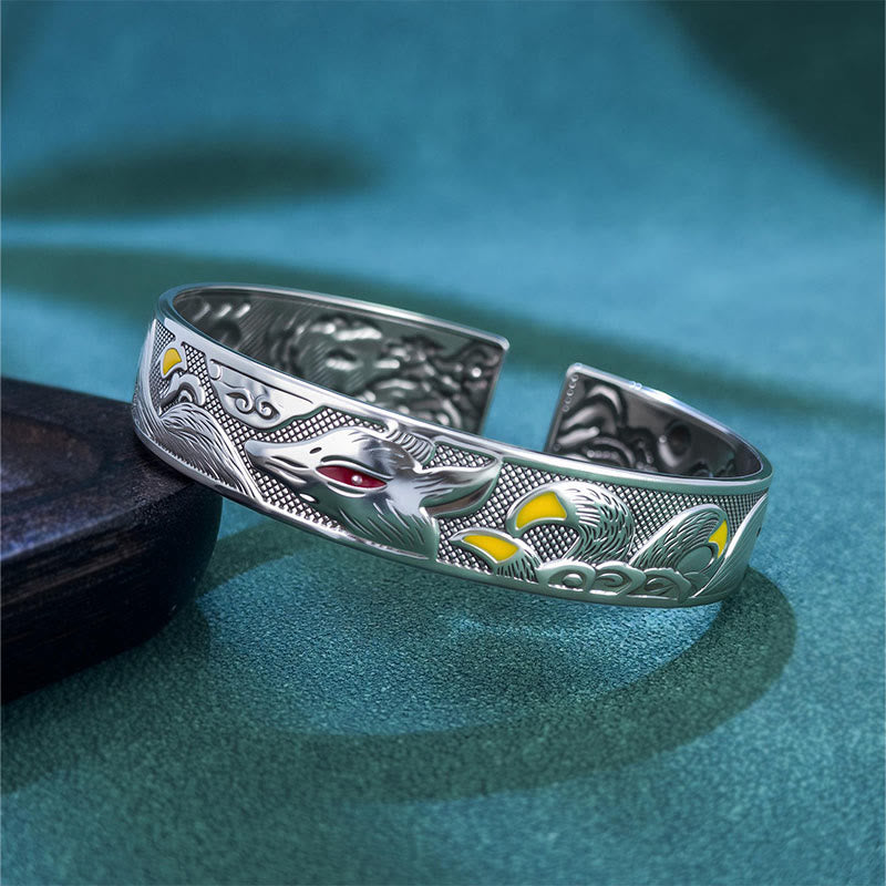 Wear FengShui Copper Nine Tailed Fox Protection Open Adjustable Bracelet Bangle