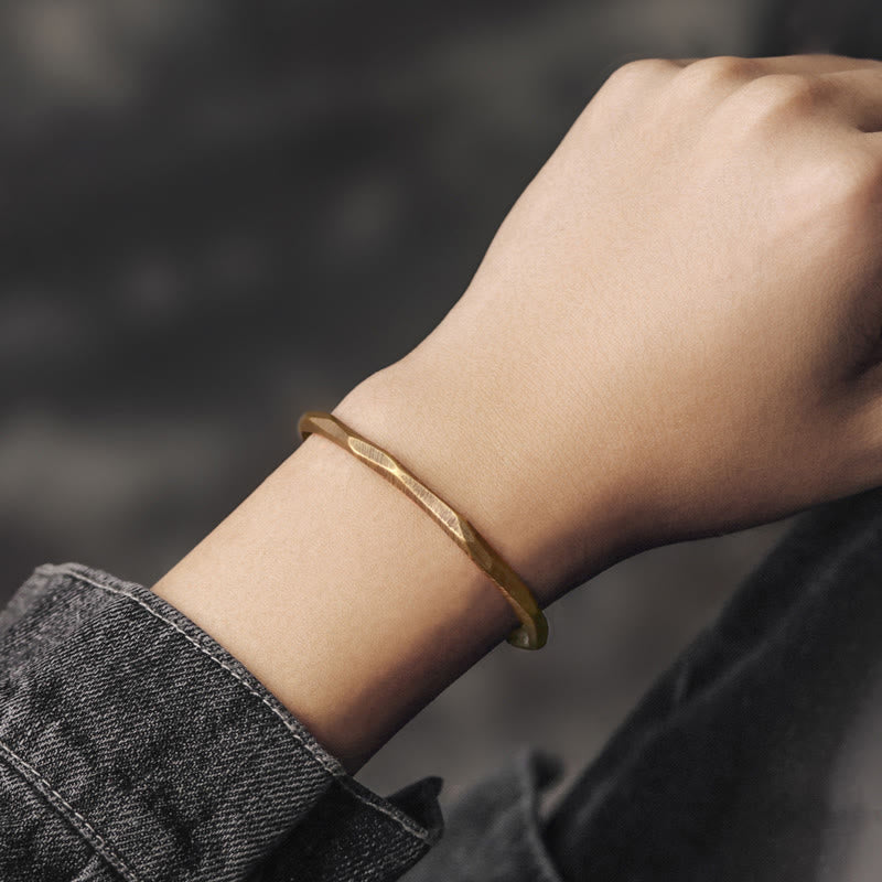 Wear FengShui Copper Brass Hand Polishing Open Self Care Bracelet Bangle