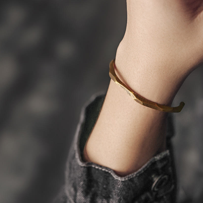 Wear FengShui Copper Brass Hand Polishing Open Self Care Bracelet Bangle