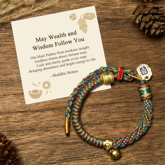 Wear FengShui "May Wealth and Wisdom Follow You" String Bracelet Includes Gift Message Card