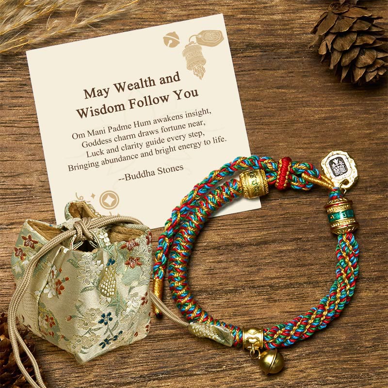 Wear FengShui "May Wealth and Wisdom Follow You" String Bracelet Includes Gift Message Card