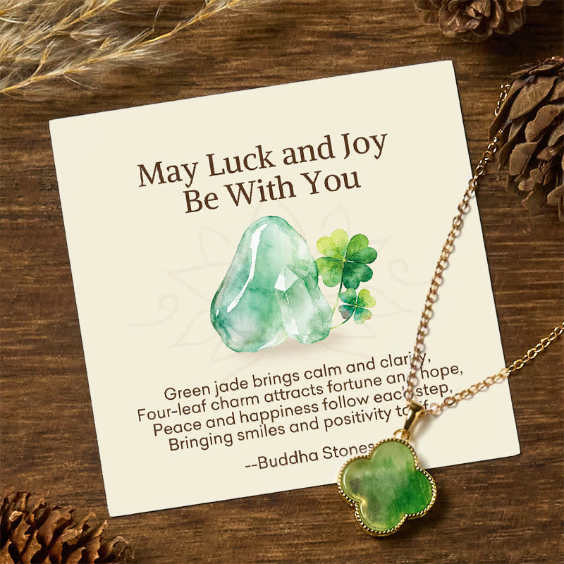 Wear FengShui "May Luck and Joy Be With You" Jade Necklace Includes Gift Message Card
