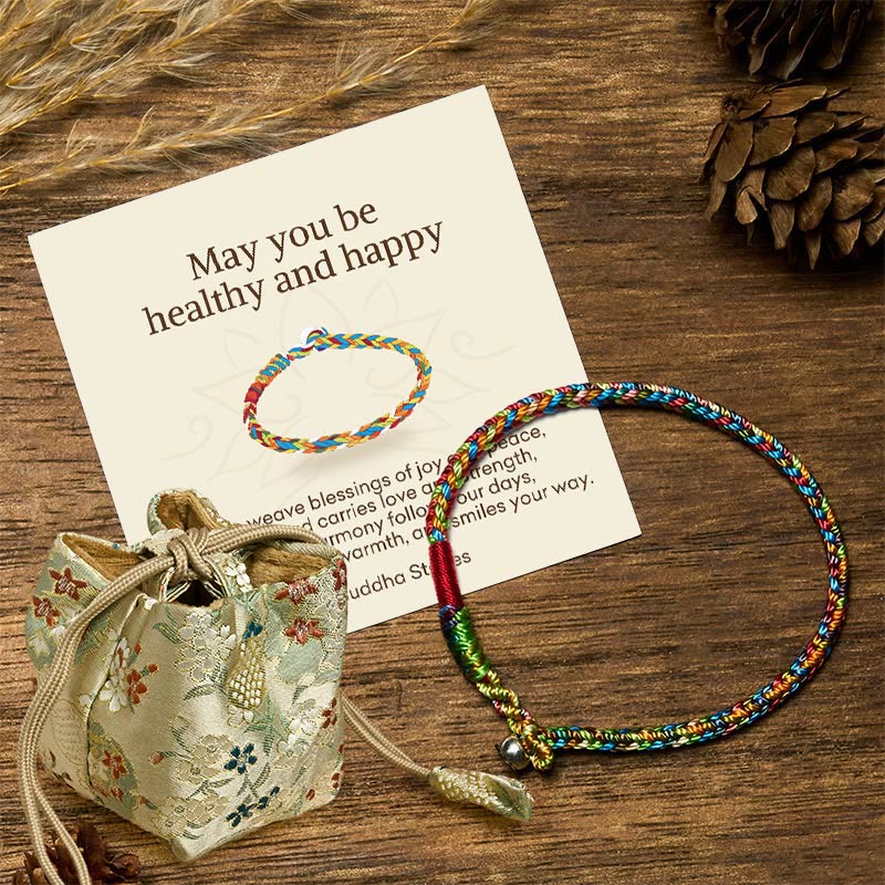 Wear FengShui "May you be healthy and happy" Lucky Multicolored Bracelet Includes Gift Message Card