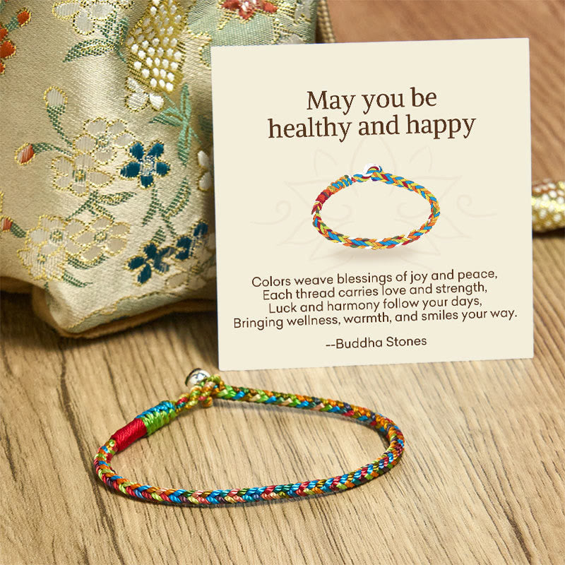 Wear FengShui "May you be healthy and happy" Lucky Multicolored Bracelet Includes Gift Message Card