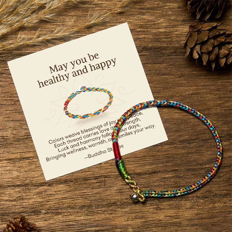 Wear FengShui "May you be healthy and happy" Lucky Multicolored Bracelet Includes Gift Message Card
