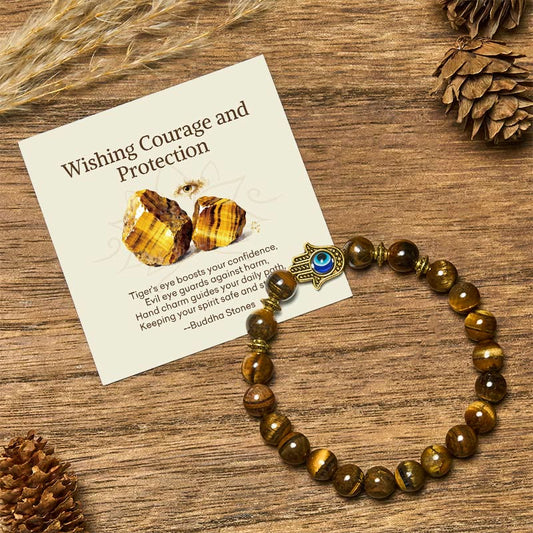 Wear FengShui "Wishing Courage and Protection" Tiger Eye Bracelet Includes Gift Message Card