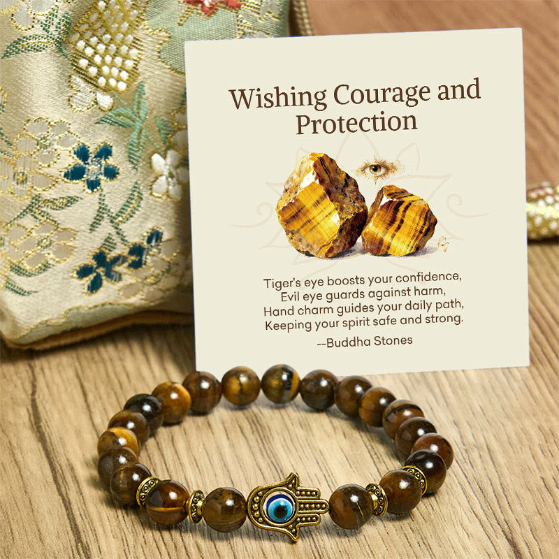 Wear FengShui "Wishing Courage and Protection" Tiger Eye Bracelet Includes Gift Message Card