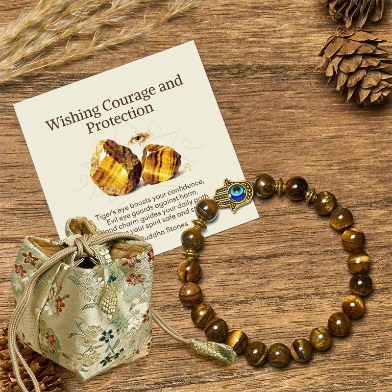 Wear FengShui "Wishing Courage and Protection" Tiger Eye Bracelet Includes Gift Message Card