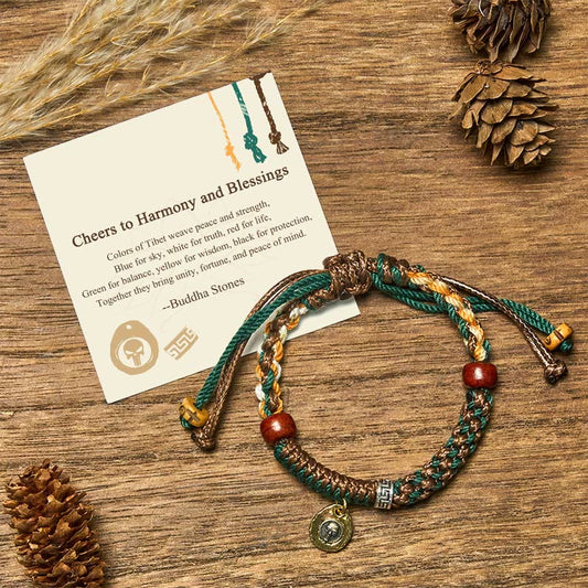 Wear FengShui "Cheers to Harmony and Blessings" Tibetan Rope Bracelet Includes Gift Message Card