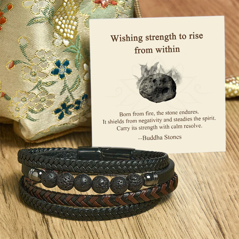Wear FengShui "Wishing Strength to Rise from Within" Lava Rock Bracelet Includes Gift Message Card