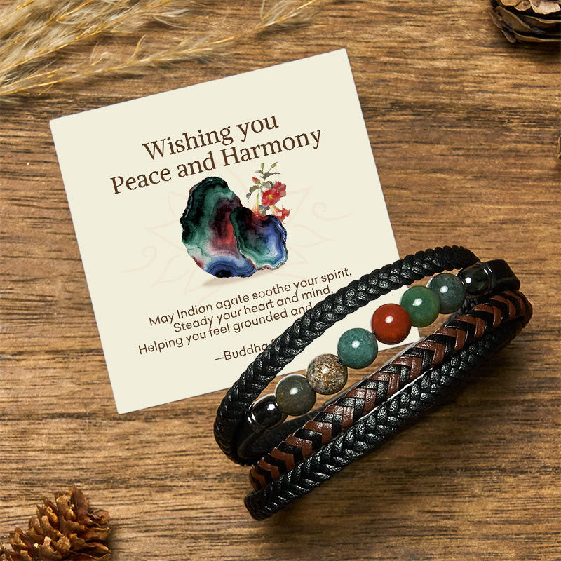 Wear FengShui "Wishing You Peace and Harmony" Indian Agate Bracelet Includes Gift Message Card