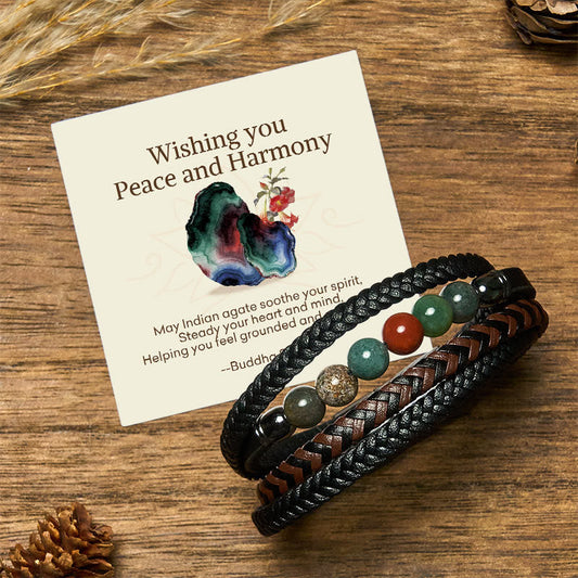 Wear FengShui "Wishing You Peace and Harmony" Indian Agate Bracelet Includes Gift Message Card