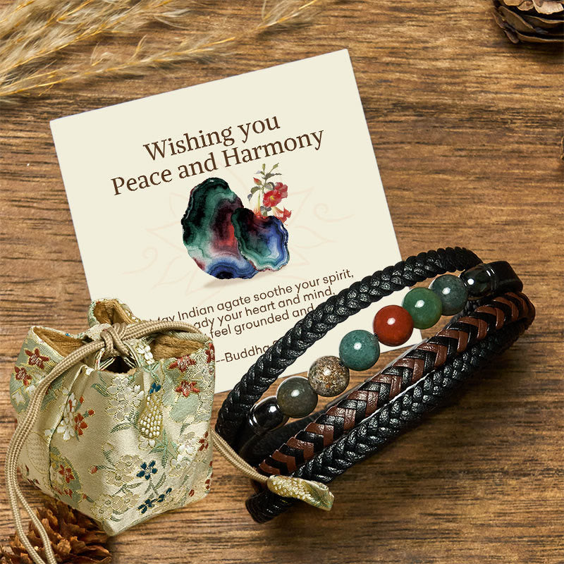 Wear FengShui "Wishing You Peace and Harmony" Indian Agate Bracelet Includes Gift Message Card
