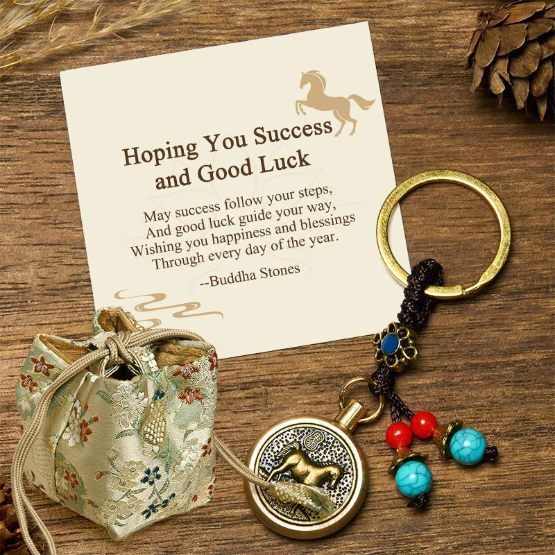 Wear FengShui "Hoping You Success and Good Luck" Year of the Horse Key Chain Includes Gift Message Card