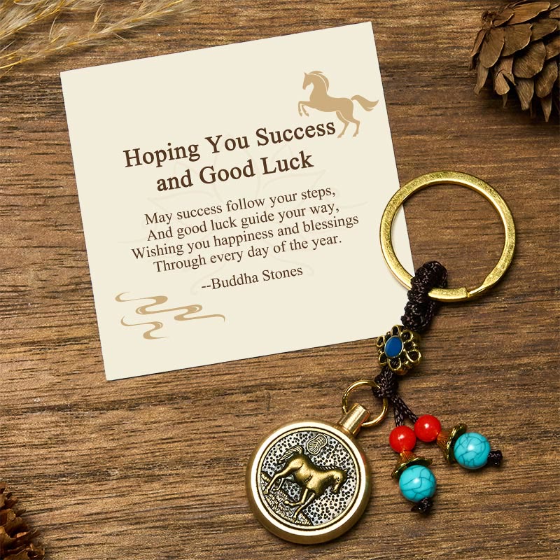 Wear FengShui "Hoping You Success and Good Luck" Year of the Horse Key Chain Includes Gift Message Card
