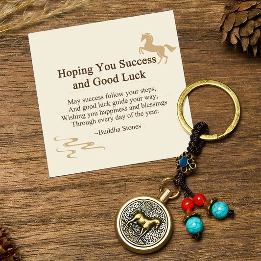Wear FengShui "Hoping You Success and Good Luck" Year of the Horse Key Chain Includes Gift Message Card