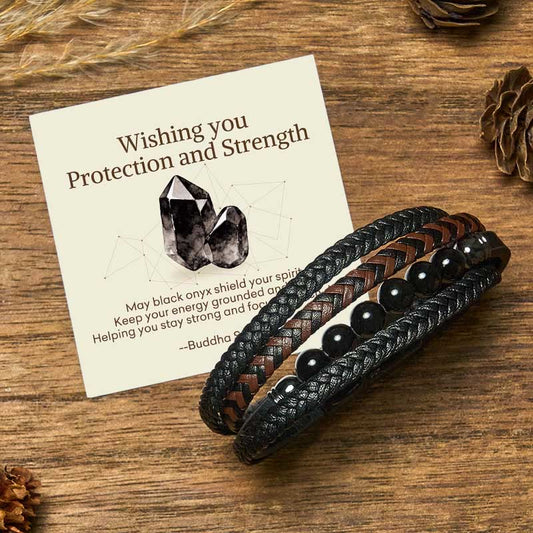 Wear FengShui "Wishing You Protection and Strength" Black Onyx Bracelet Includes Gift Message Card